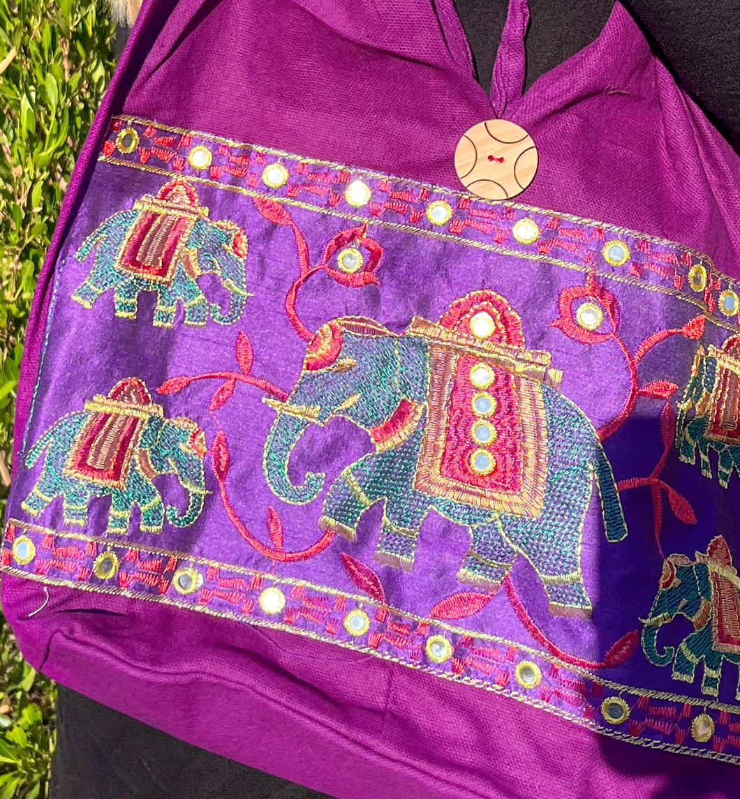 Elephant Embroidery Hand Bag